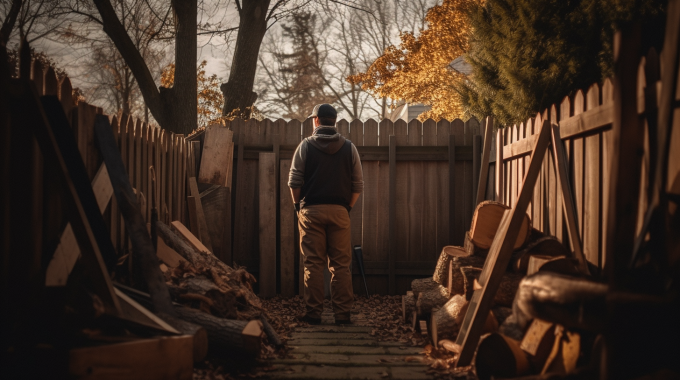 Making_Online_Easy_A_person_standing_in_their_backyard_a_pile_o_6cced141-7374-4cf6-a5f1-c98f775e02e6